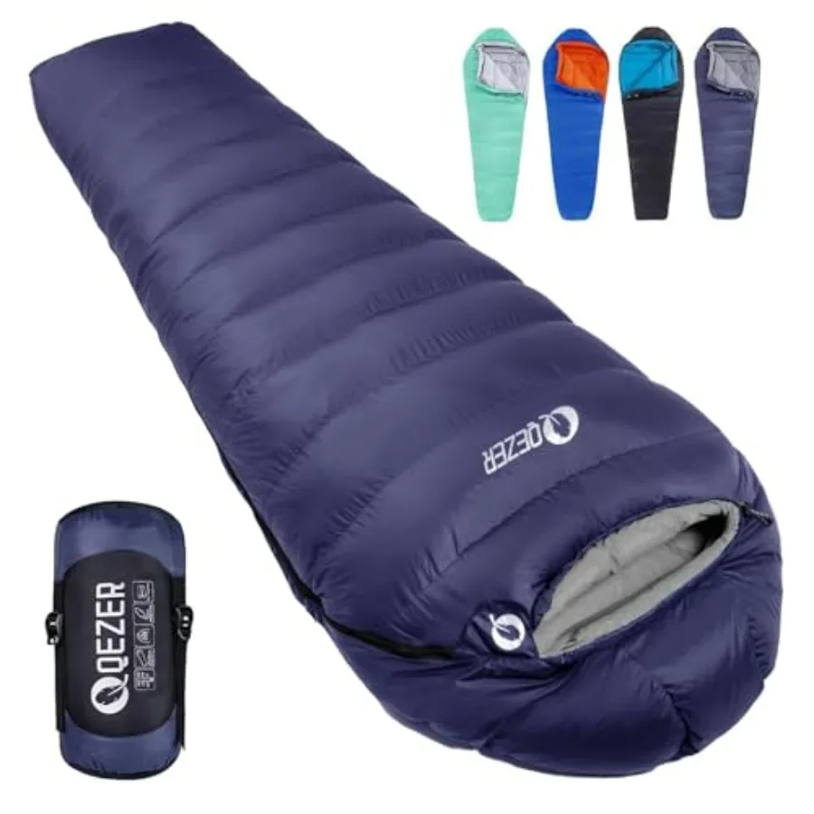 

Down Sleeping Bag for Adults, 0F20F, 600 Fill Power Goose Down, Black, Ultra-Lightweight Mummy Shape for Backpacking Camping Hi