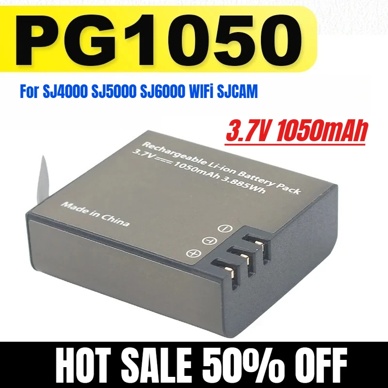 

3.7V 1050mAh PG1050 Rechargable Li-ion Battery for SJ4000 SJ5000 SJ6000 WIFi SJCAM Sport Action Camera DV SJ Dedicated Battery
