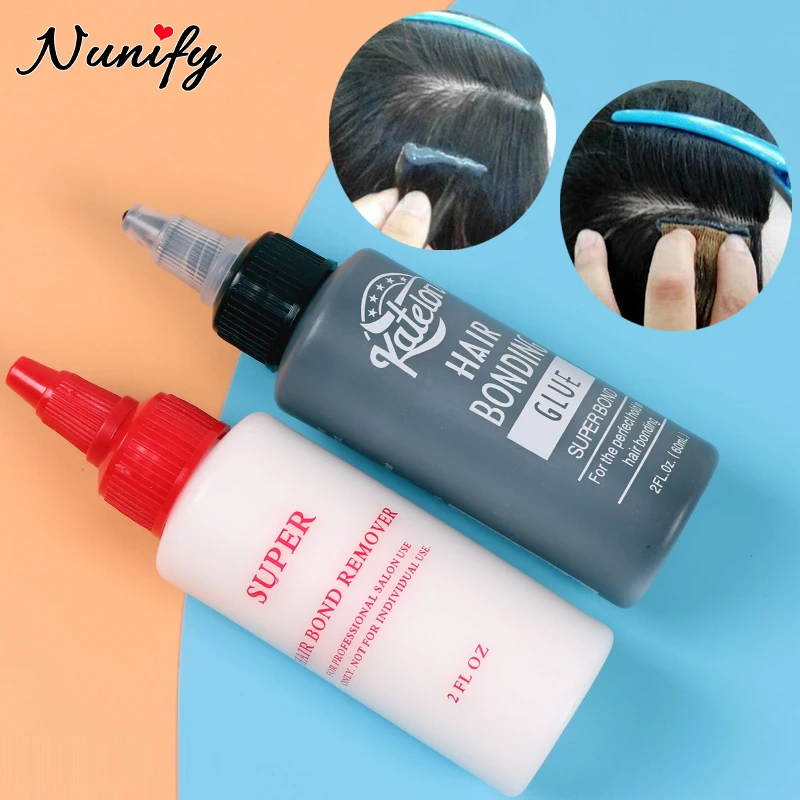 

2Pcs/Set Hair Weaving Bonding Glue For Perfect Hold In Hairpieces 2 Oz Super Hair Bond Remover Black Wig Glue Wig Accessories