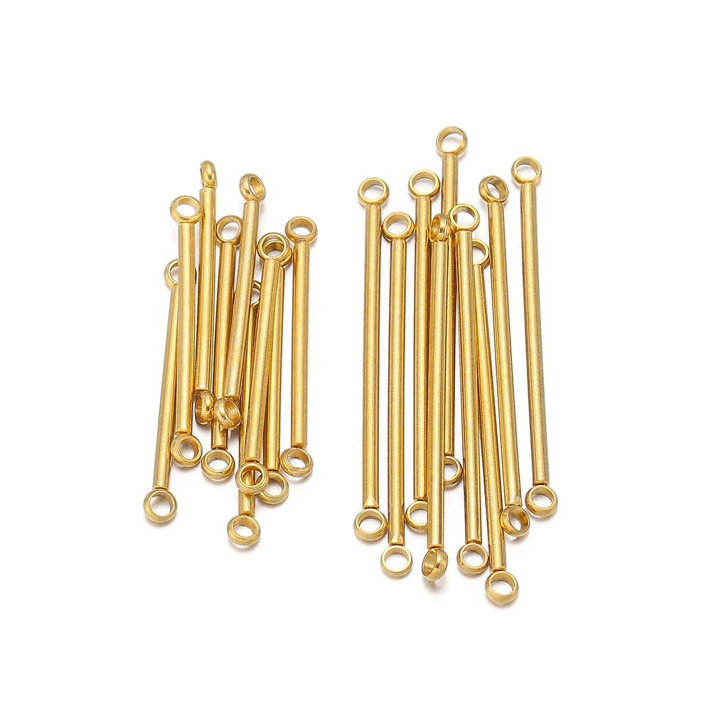 10pcs Stainless Steel Double Cylinder Rod Earrings Connectors for DIY Jewelry Simple Handmade Earrings Accessories Making Crafts