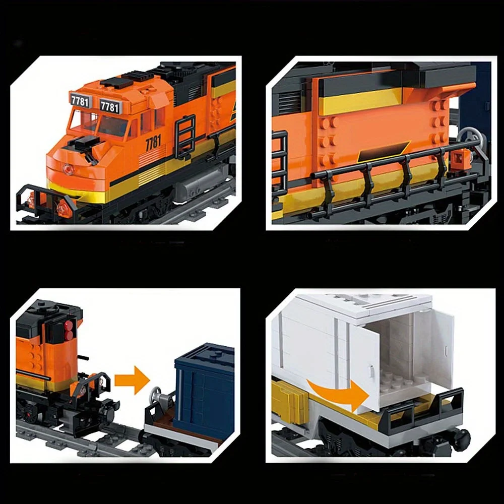 Technic Vintage spoorwegtrein 1065-delige treinbouwpakket, Moc modulaire bouwstenen Station Express Treinliefhebbers Cadeau