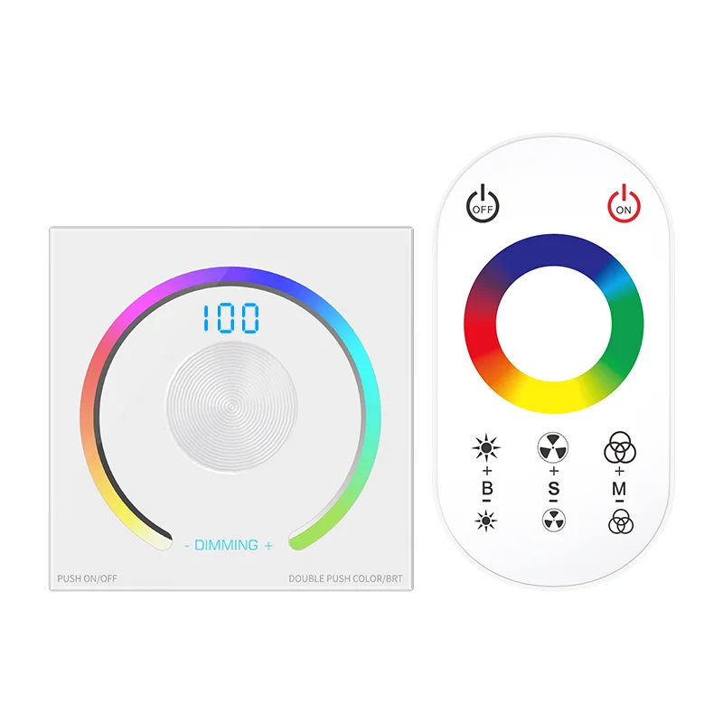 LED DimmerController touch knob dimmer CCT RGB DC12V-24V 6A Wall Mounted Panel Wall switch Wireless controller