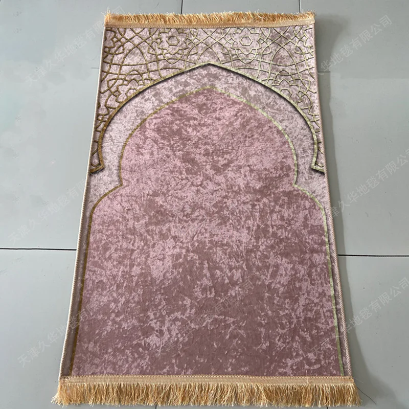 Adult Prayer Mat for Muslim Ramadan Gold Diamond Velvet  Worship Kneel Floor Carpets Non-slip Soft Portable Travel Prayer Rugs