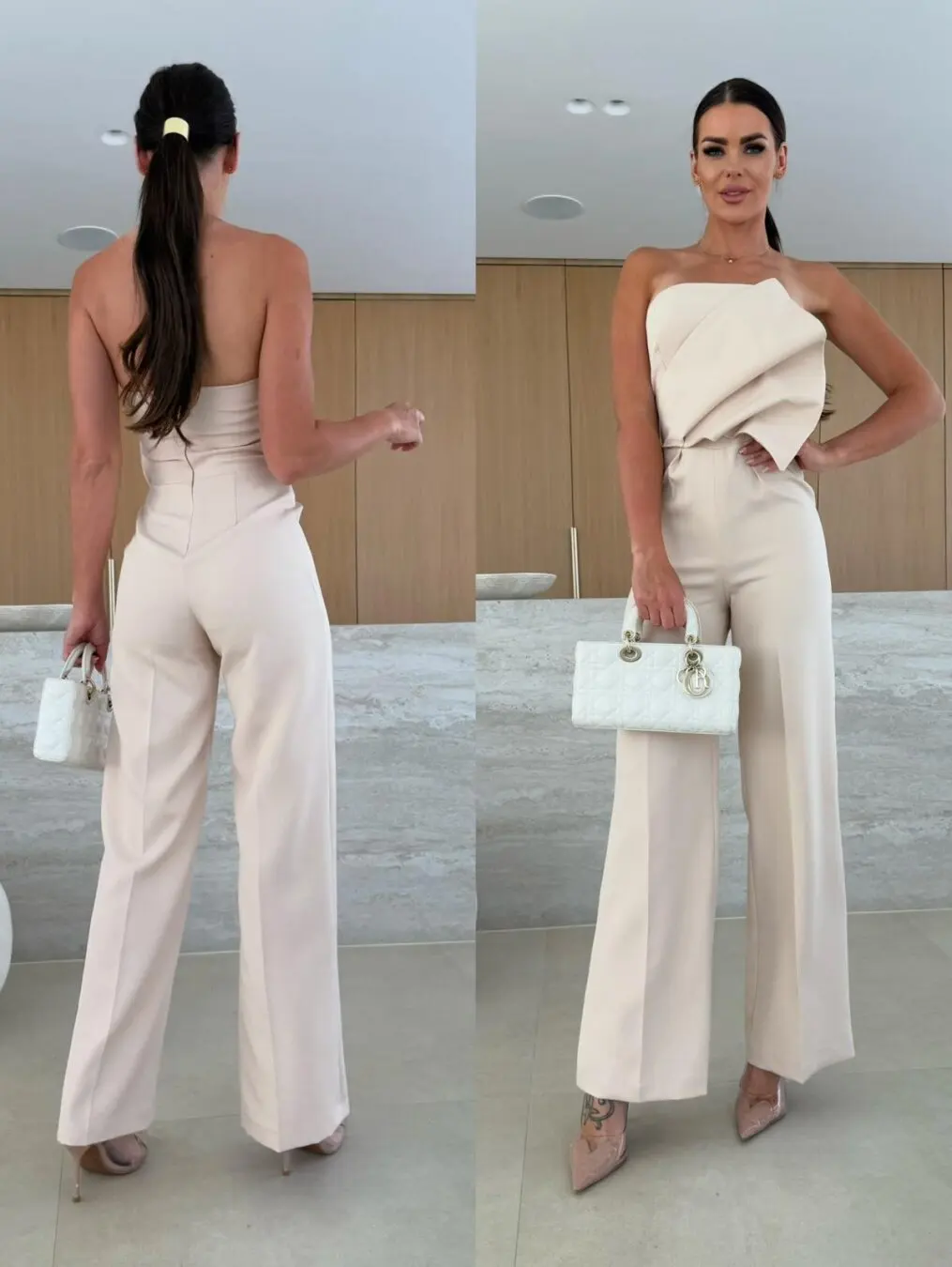 

PastelCandyColored Jumpsuit Strapless Stretch TubeTop Jumpsuit Backless High Waist Jumpsuit Wide Leg Breathable Romper