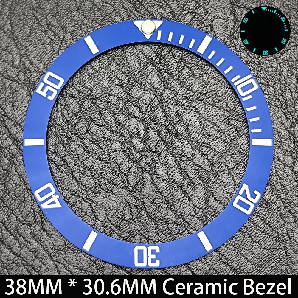 Schräge 38mm * 30,6mm Keramik/Aluminium Blau Leuchtende Lünette GMT und Taucheruhr-Einsatz Passend für 40mm Uhrengehäuse Ersatz-Uhrenteil – Detail 13