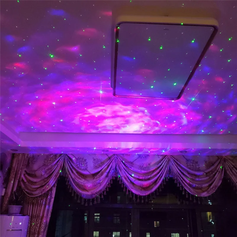 ABFN-LED Party Light Starry Ocean-Wave Projector Night Light Sound Control Atmosphere Colorful Light Full Of Star Night Light