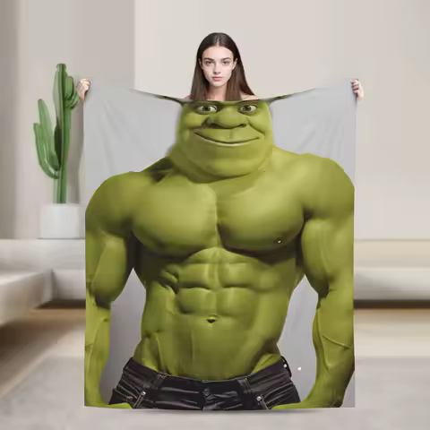 Funny Shreks Meme Soft Blanket Pattern Travel Office Throw Blanket Couch Chair Flannel Bedspread Sofa Bed Cover