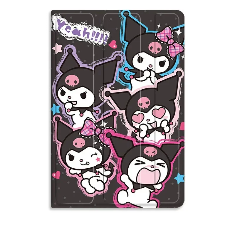 

IPad Case For Kawaii Sanrio Kuromi IPad 10 Case Cartoon Three Fold Silicone Soft Case for IPad 7 8 9 Pro 10.5 Air 3 4 5 Covers