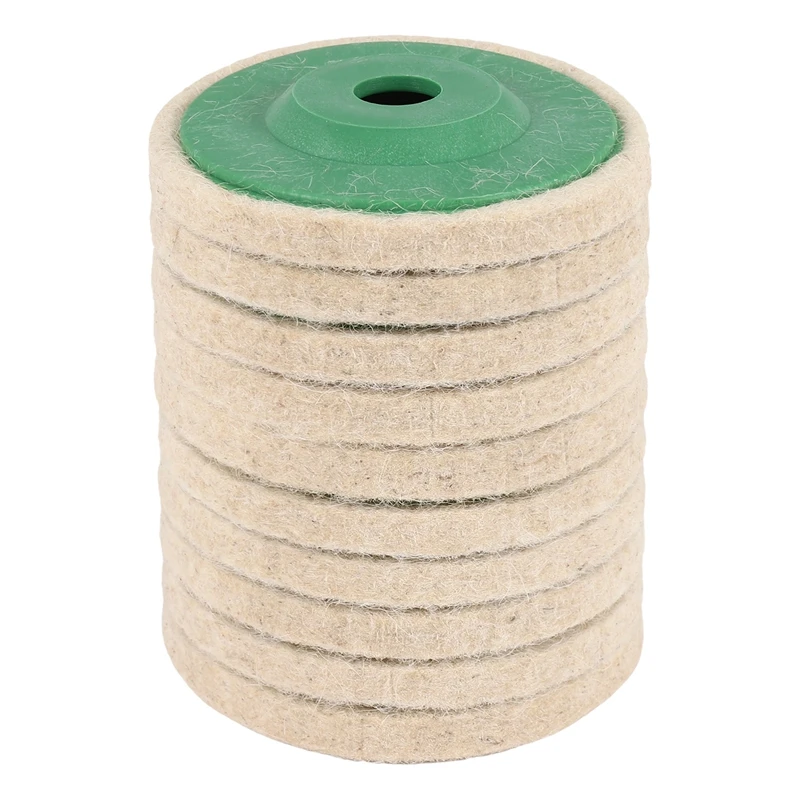 

A26F-10Pcs 100Mm 4 Inch Wool Buffing Round Polishing Wheels Pads Polisher Wheels For Copper Iron&Aluminum Metal Polishing Tools