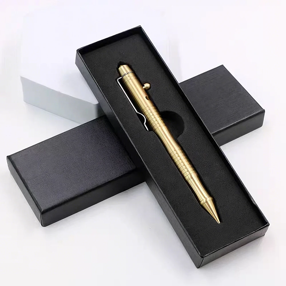 Multi-Functional Brass Tactical Pen Bolt Switch Self Defense Ballpoint Pen Car Window Breaker Emergency Survival Supplies