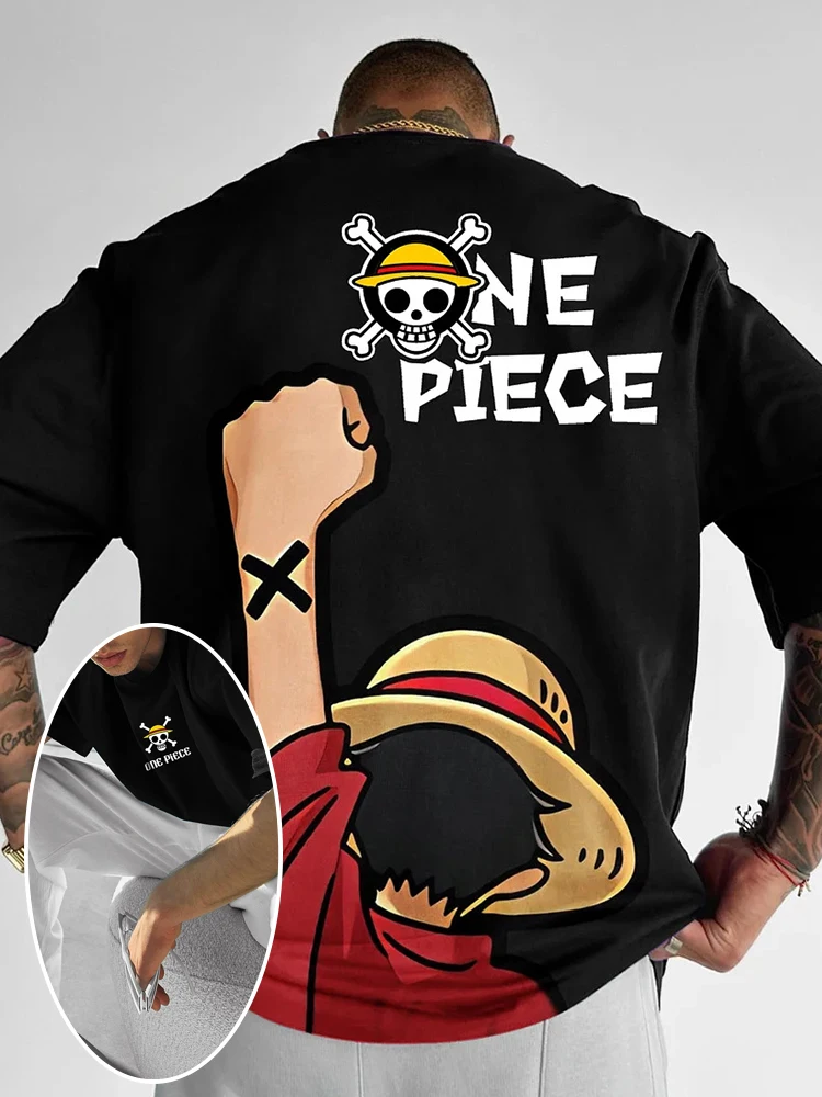 

Luffy Sauron ONE PIECE Animation Personality Printing Heavy Loose Plus Size Cotton Cartoon Men's Women's T-Shirts Short Sleeves