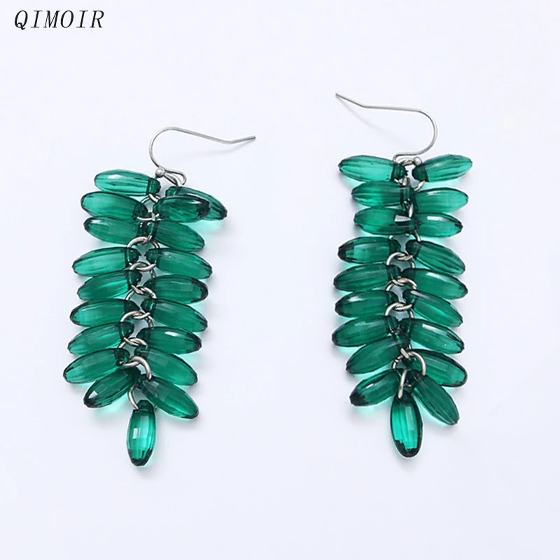 Green Crystal Leaves Cluster Earrings For Women New Leaf Designer Drop Fashion Classic Jewelry Vintage Party Accessories C1205