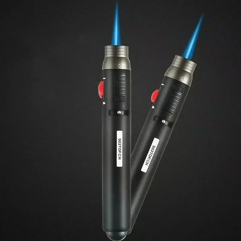 HONEST Turbo Dual Jet Butane Lighter Windproof Blue Flame Metal Torch for Cigar Welding Tactical Outdoor Multi-Purpose Survival