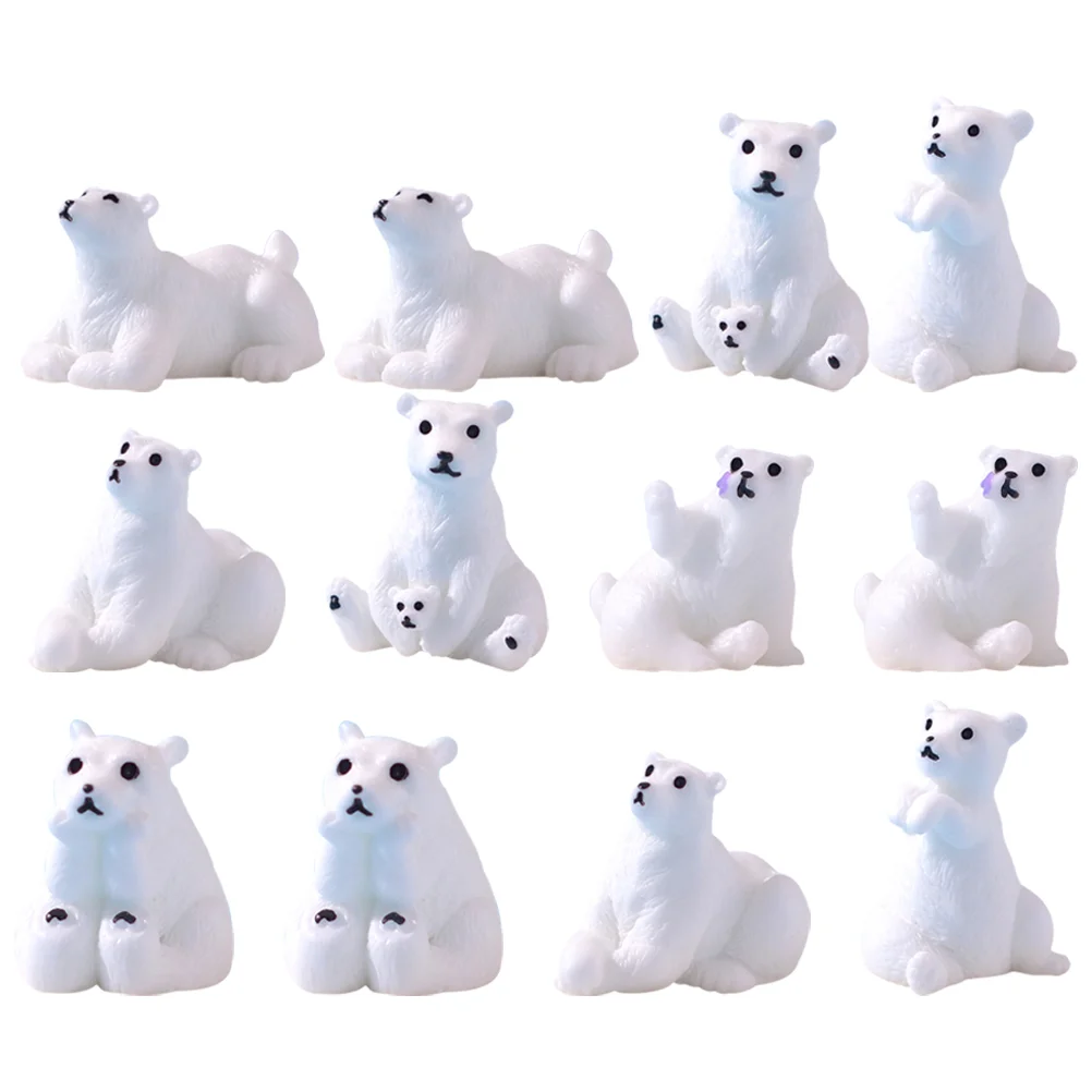 12pcs Mini Bear Figurines Mini Animals Figures Miniature Bear Ornaments DIY Crafts Decors miniature bear figurines