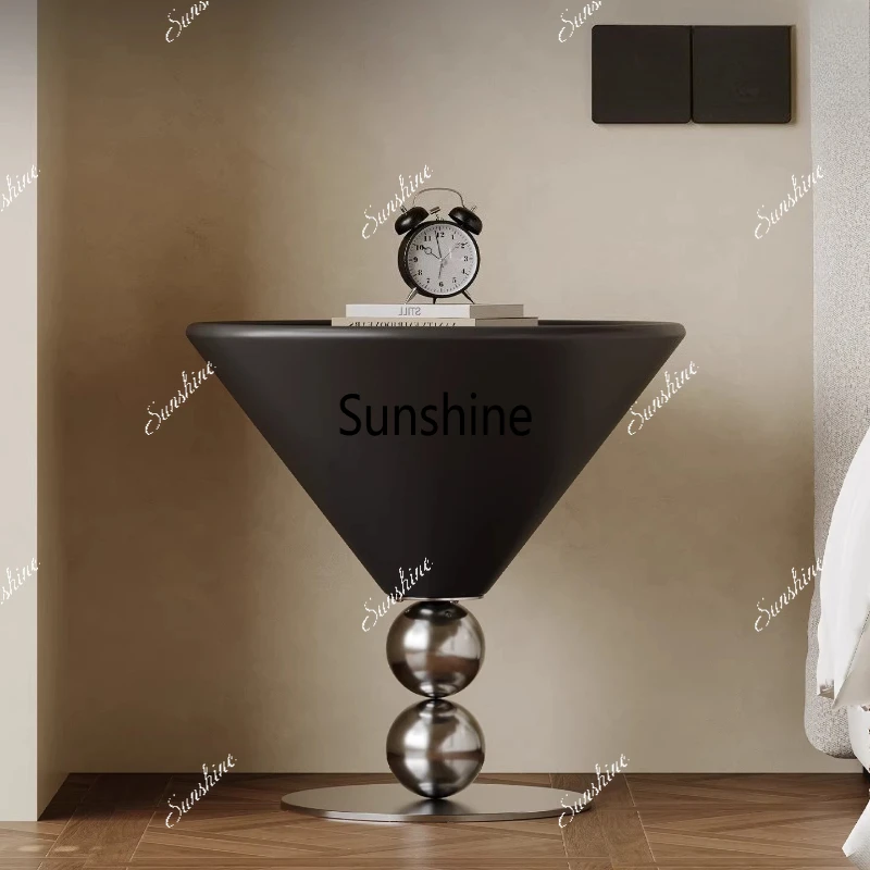 Italian minimalist bedside table, light luxury bedside shelf, sofa living room side table