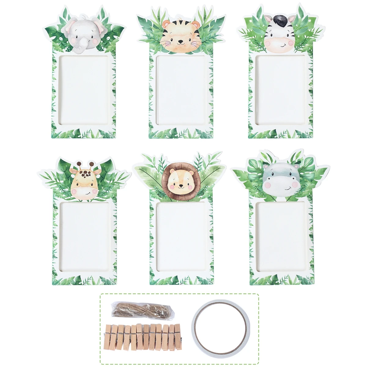 Jungle Animals Paper Photo Frame Banner Safari Birthday Party Decoration Wild One Birthday Decoration Jungle Baby Shower Decor images - 6