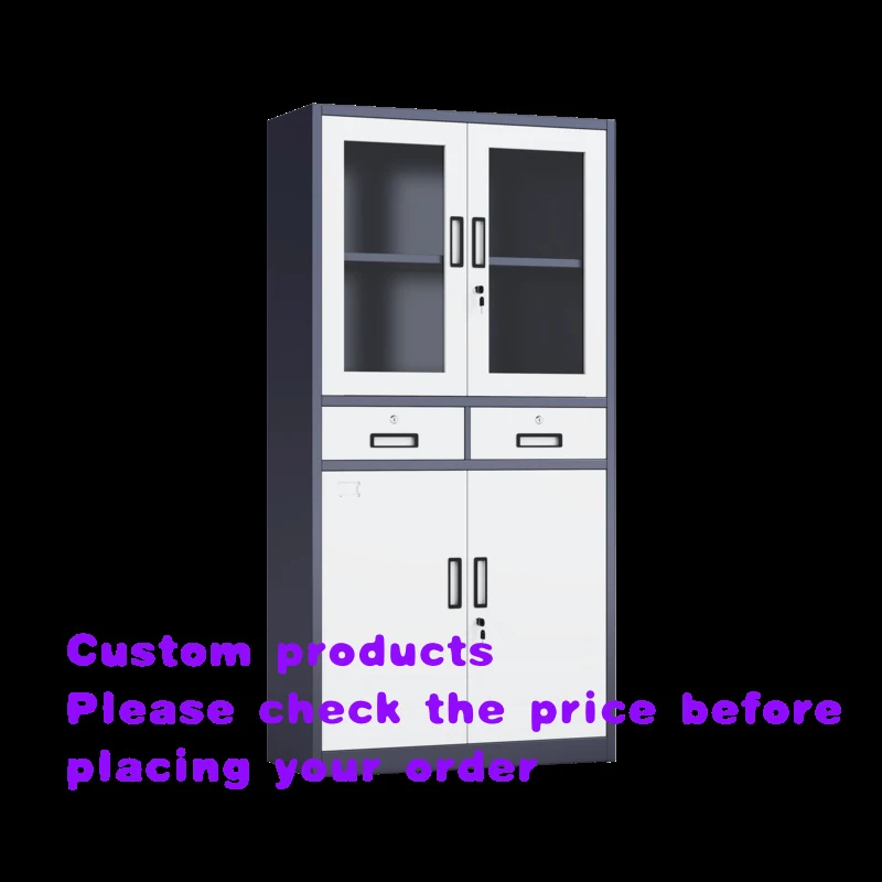 custom.Steel Office Filing Cabinet with Glass and Two Drawers Storage
