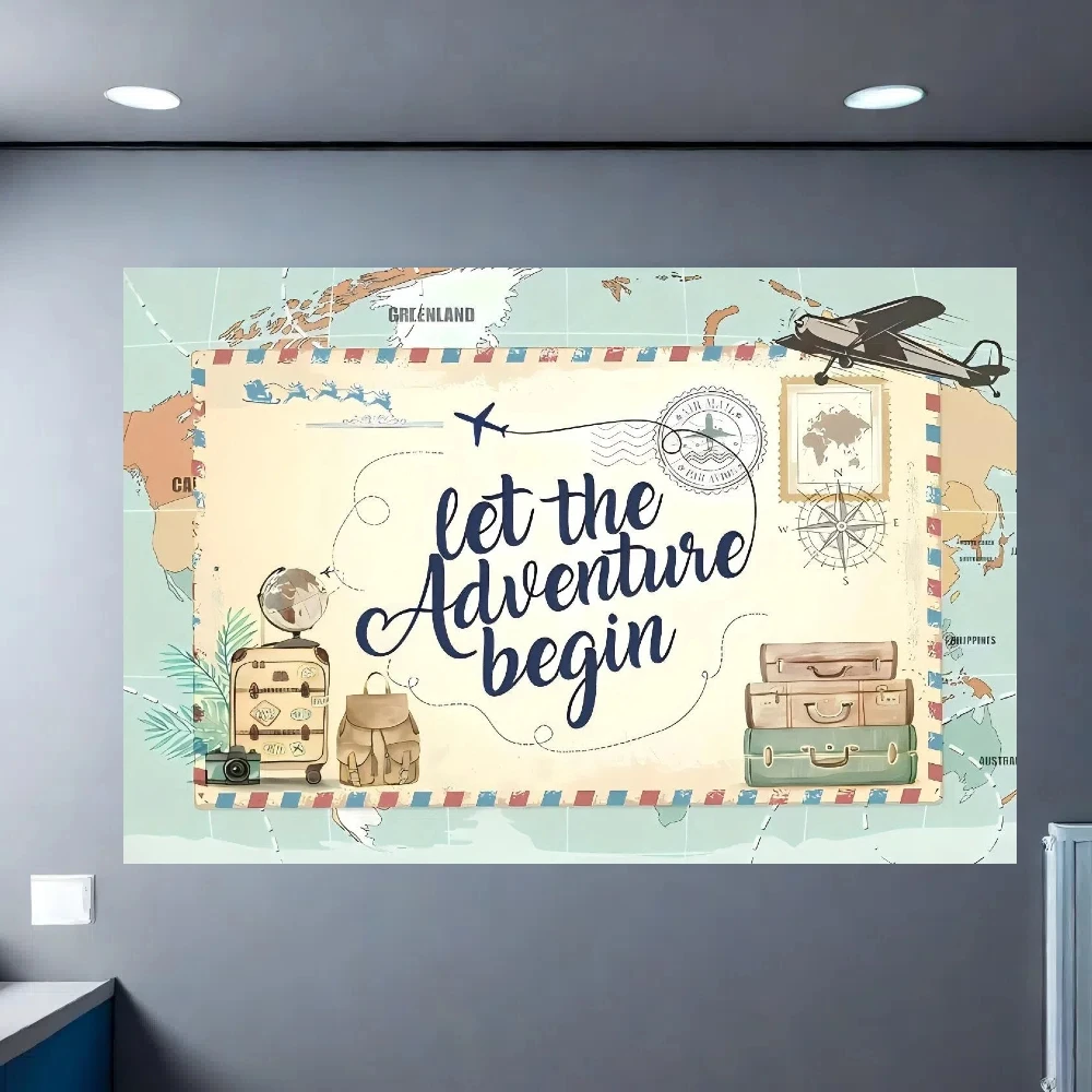قطعة واحدة من مغامرات المبادئ - خلفيات بوليستر متعددة الاستخدامات للحفلات ذات طابع السفر وتصوير الصور، مع خرائط العالم والطائرة pa #2