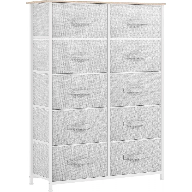 

9 Drawers Dresser for Bedroom, Fabric Storage Tower for Living Room & Entryway - Sturdy Steel Frame, Wooden Top, Easy Pull Fabri