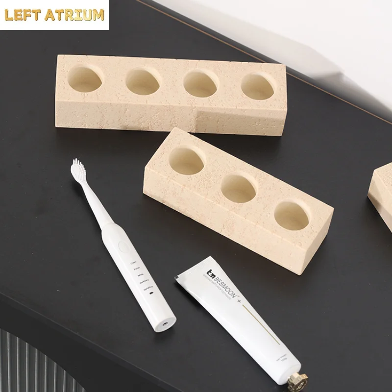 Wabi-sabi Wind Tunnel Stone Electric Toothbrush Holder Bathroom Toothbrush Storage Rack Light Luxury Advanced Toothbrush Holder
