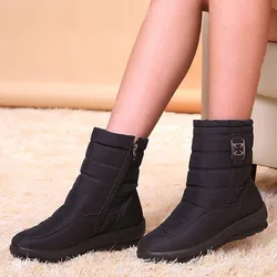 Women Boots Snow Round Toe Shoes Woman Warm Women Shoes Zipper Ladies Shoes Plush Fashion Winter Woman Boots Botas Mujer