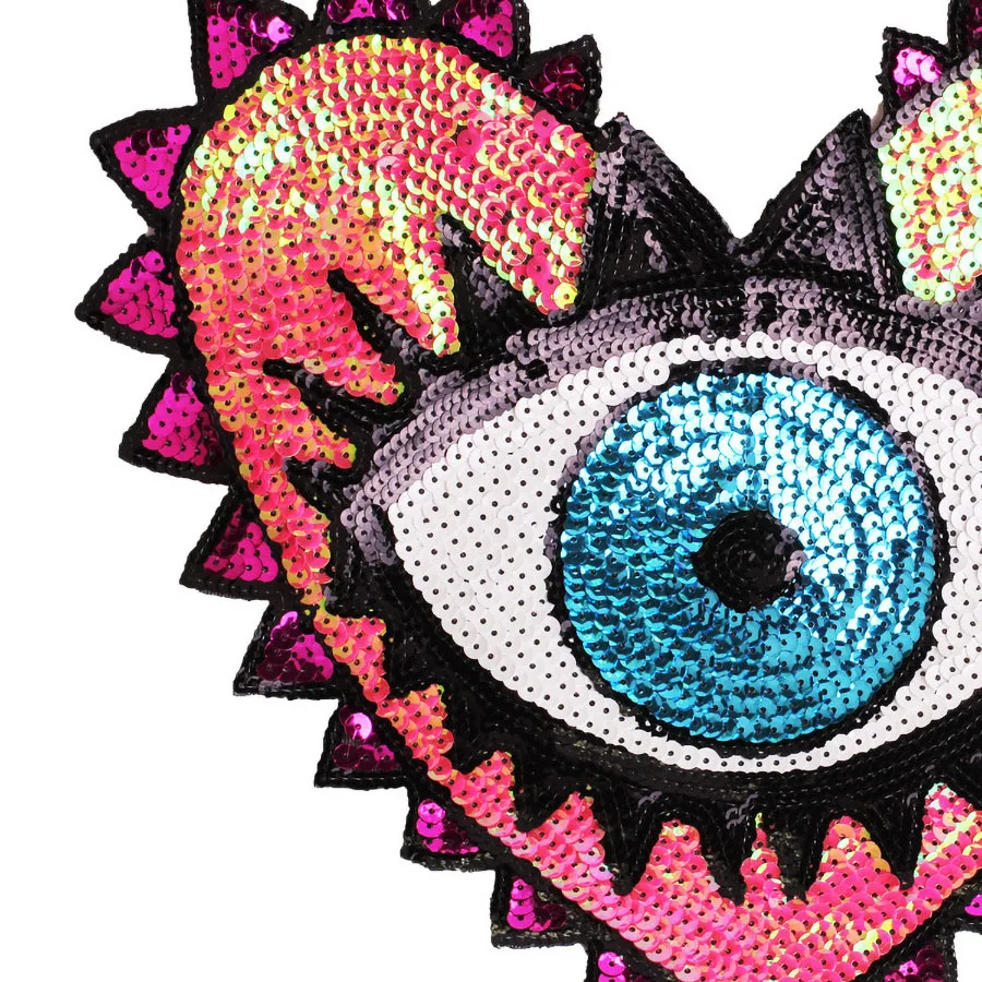 1 Piece Sequin Love Eye Embroidery Hand-sewn Cloth Stickers For Decorating Clothes Bags Denim Jackets DIY Handmade Accessories
