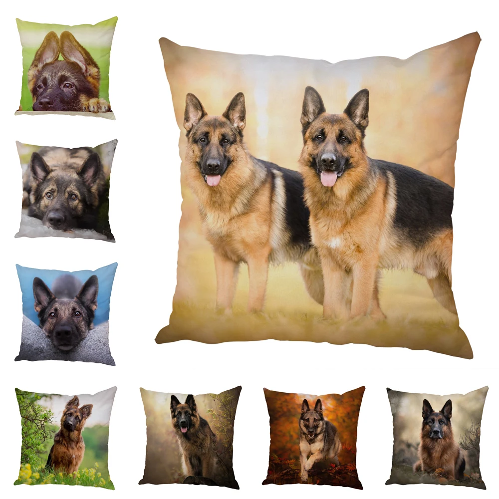 

Peach Leather Cushion Cover Shepherd Dog Pillow Pet Animal Suitable for Children's Room Customizable