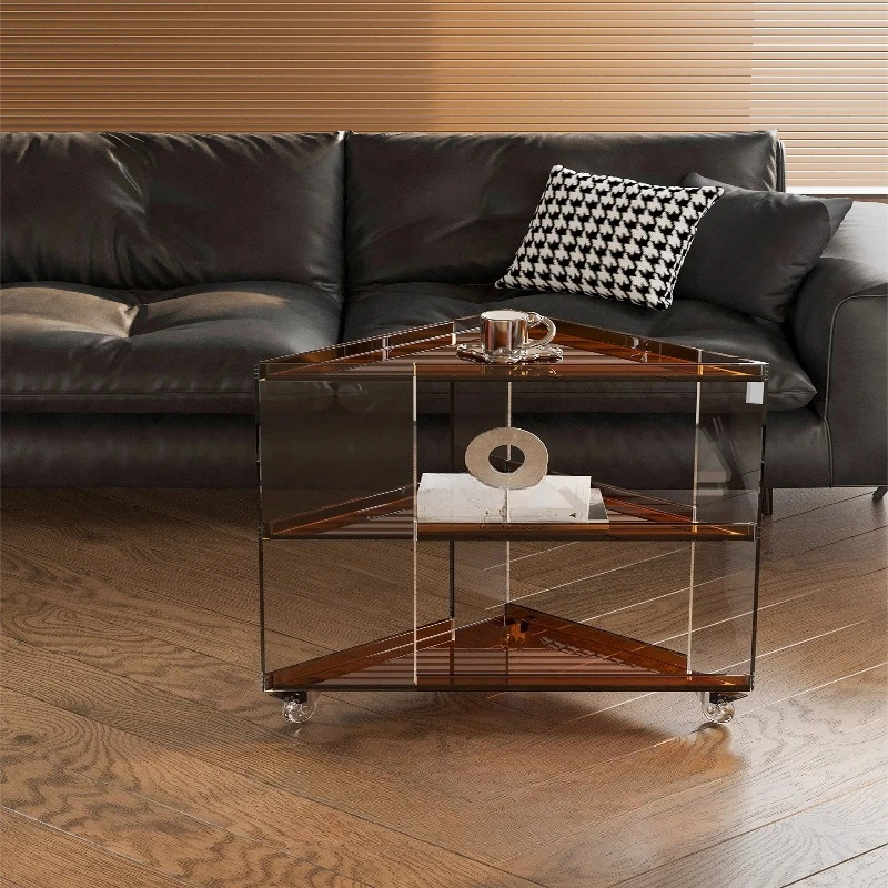 

medieval trolley mobile coffee table, household snack tea cart sofa double-layer storage rack, pulley rack edge table