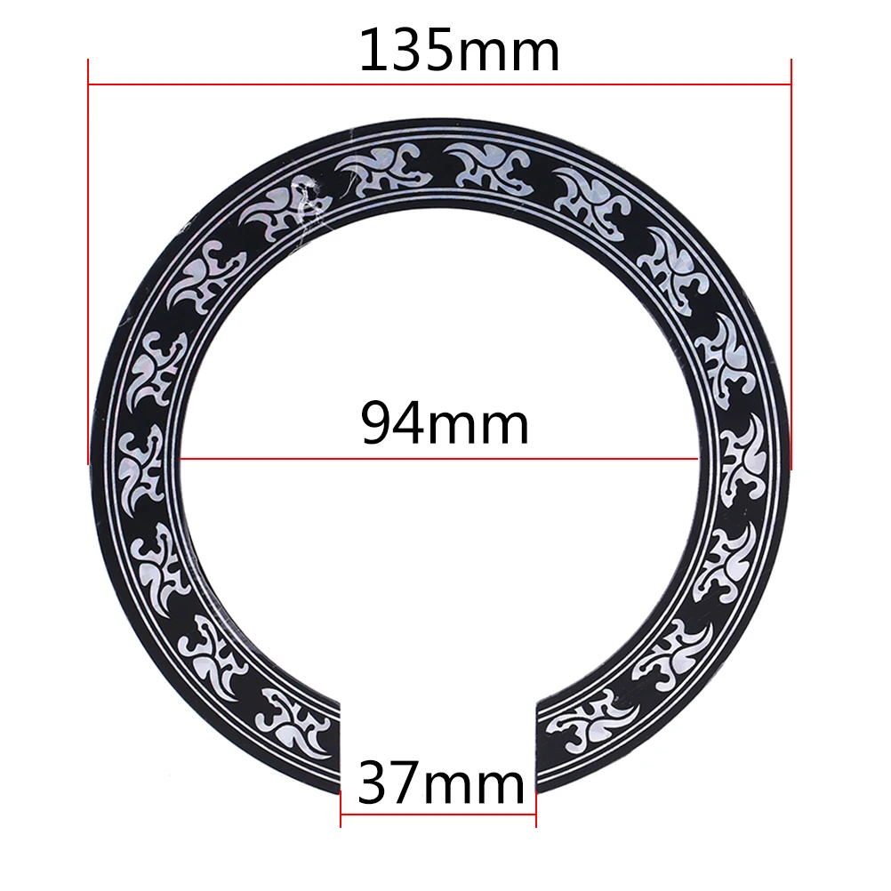 38 39/40 41 inch PVC Circle Sound Hole Rosette Inlay Sticker for Guitars Decor Black + Silver Sound Hole Rosette Sticker