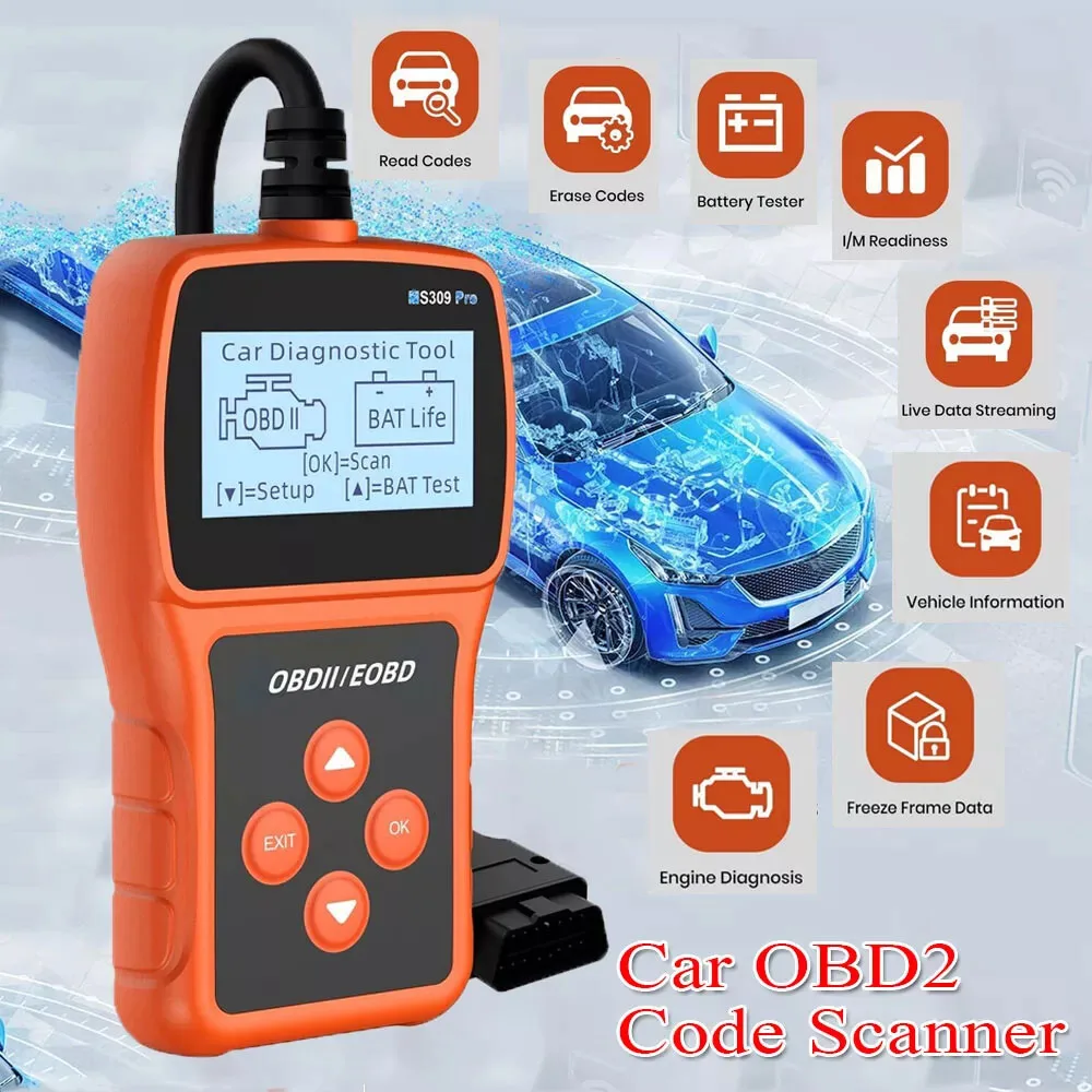 Professional Automotive Car OBD2 Scanner Code Reader Check Engine Automotive Scanner Read and Erase Fault Diagnostic Tool