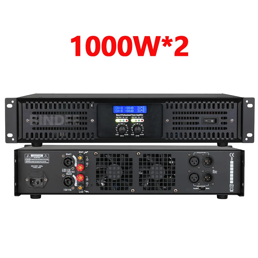 Amplifier daya tinggi digital profesional 1000W, untuk panggung DJ rumah hiburan karaoke luar ruangan cocok untuk subwoofer