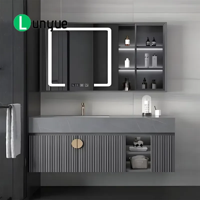 Luxury Multifunctional Bathroom Cosmetic Cabinet with Sink and Mirror Modern Design High Quality Wholesale for Home Hotel Use