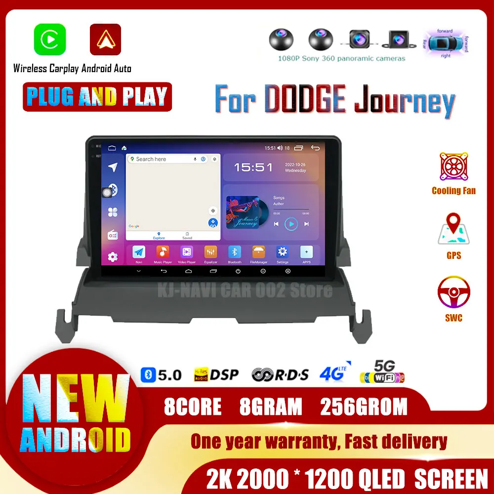 Car Radio 2 Din Screen Android for Dodge Journey 2009 - 2012 Stereo GPS Navigation Multimedia Autoradio Head Unit Carplay Auto