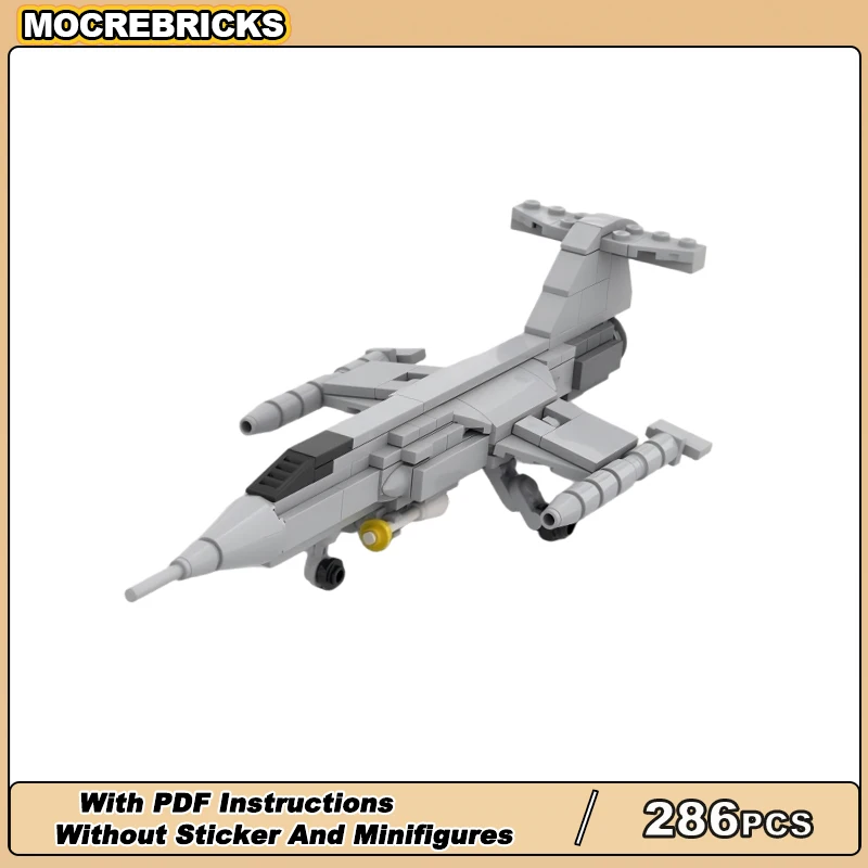 Bloques de construcción MOC de la Segunda Guerra Mundial, modelo de combate de F-104, ladrillos ensamblados, tecnología de avión, juguete, regalo de Navidad