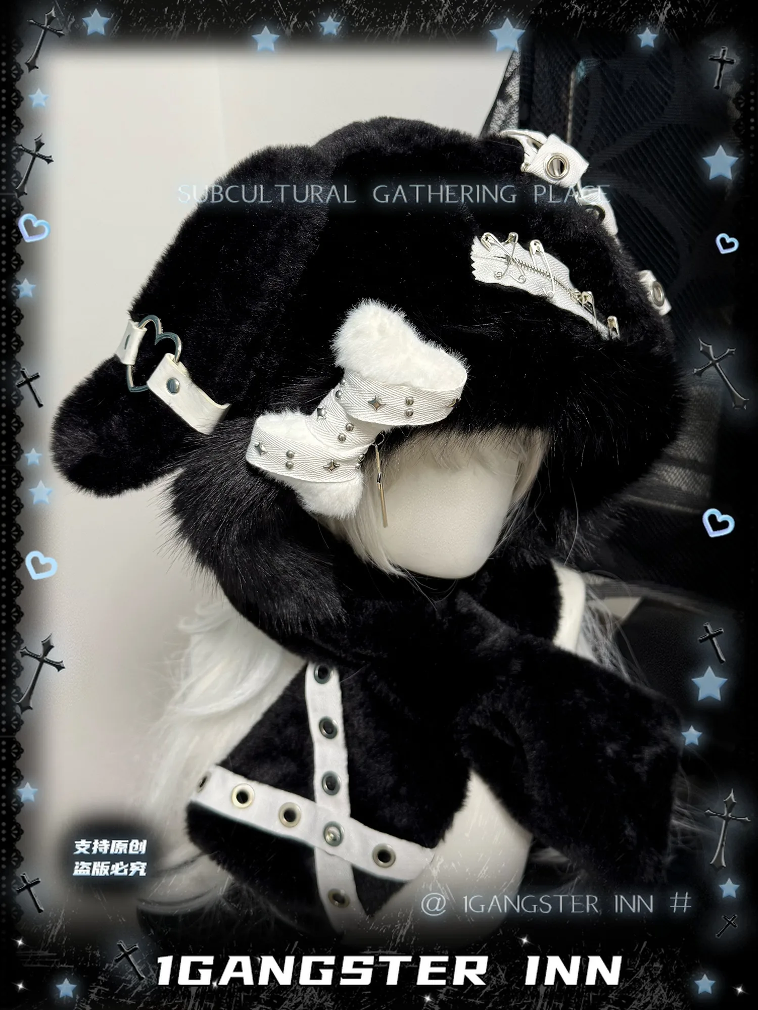 Original Rabbit Ear Hat Subculture Y2k Hat Punk Plush Ear Protector Hat Heavy Industry Bone Animation Coslplay Wear Accessories