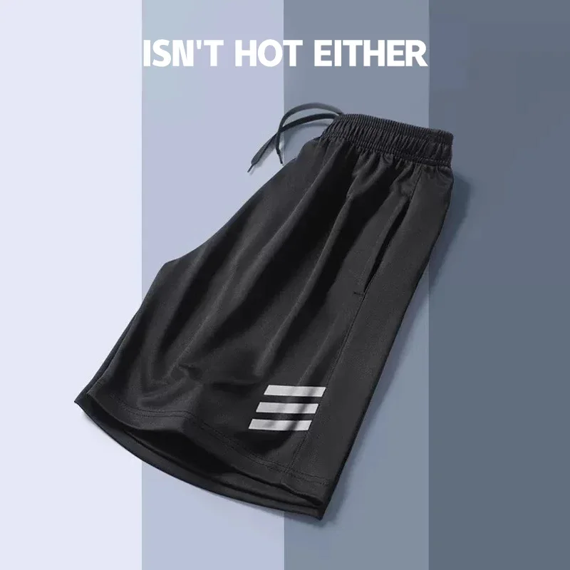 

Sports shorts Men's summer thin ice silk running quick dry five quarter loose fitness pants
