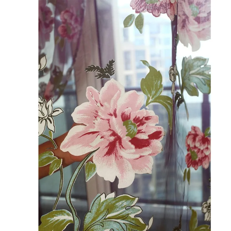 Mordern Room Floral Tulle Window Curtain Fabric Screening Curtain Drape Scarfs Valances Curtains For Living Room