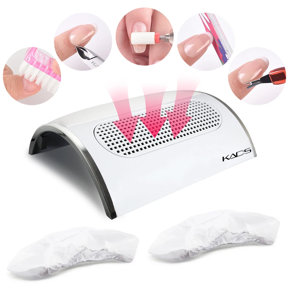 KADS Nail Dust Collector Nail Art Dust Suction Collector Hand Rest Design Strong Nail Dust Vacuum with 2 Dust Collecting Bags