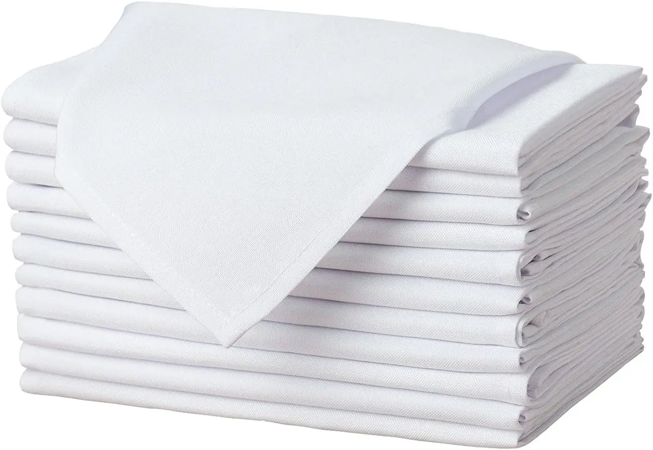 

17 x 17 Inch Dinner Napkins Set of 12 Soft Absorbent Washable Fabric Cloth Table Napkins for Hotel Restaurant, Holiday Parties