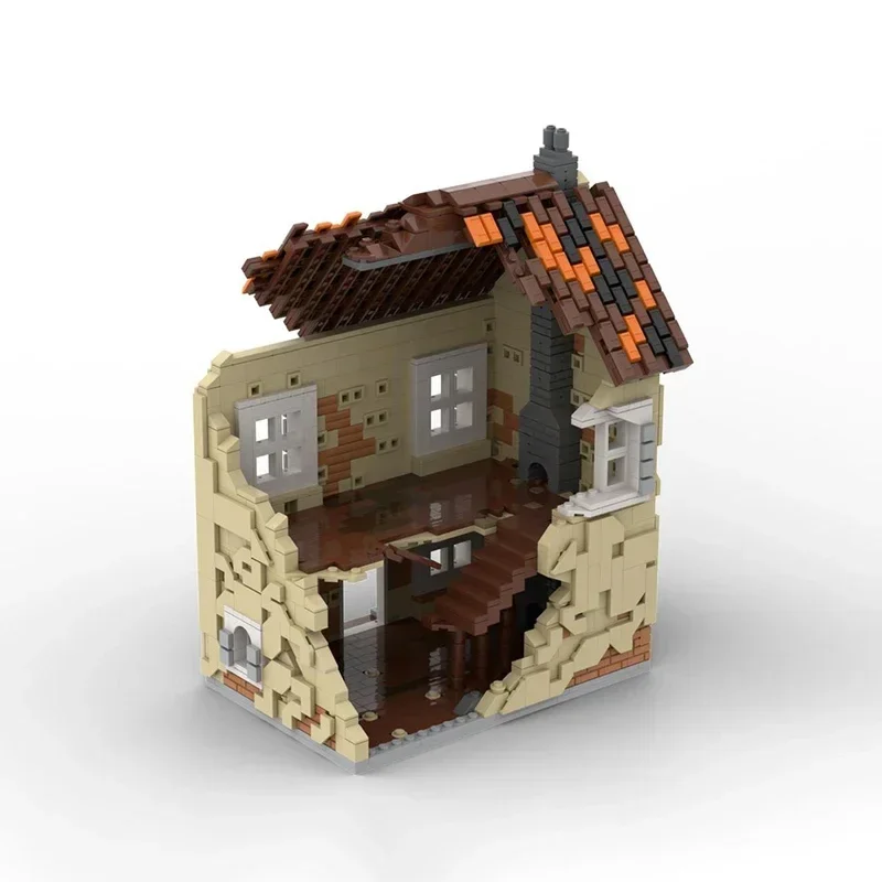 Straßenansicht-Modell MOC Baustein-Set Modulares Ruinenhaus-Modell Technik-Bausteine DIY Montage-Bauspielzeug Geschenke für die Feiertage