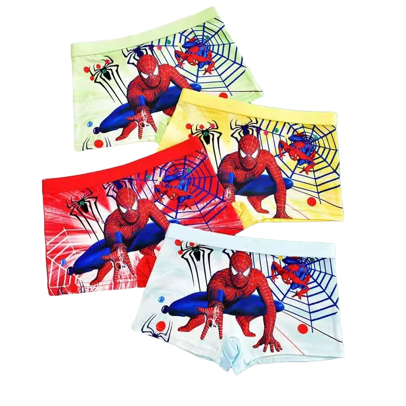 

4Pcs Spider Man Printed Boxer Briefs Soft Breathable Anime Superhero Spider Underwear Random Colors L-2XL
