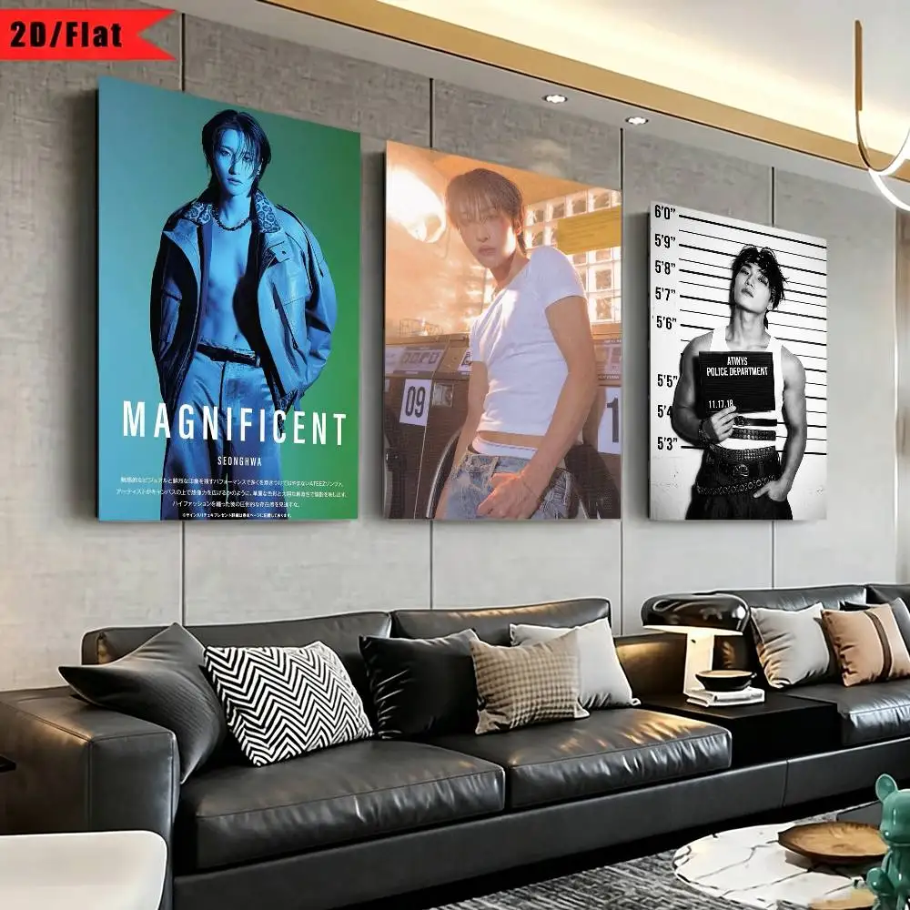 Popular Boy Band A-ATEEZ Seonghwa  Poster High Quality Dorm Living Room Aesthetic Wall Decoration Painting Stickers Gift