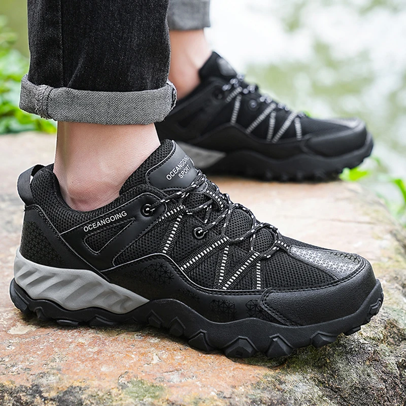 Men Casual Sneakers Hiking Trekking Shoes Camping Anti Slip Durable Comfortable Breathable Male Shoes Out Door Mantaining Boots