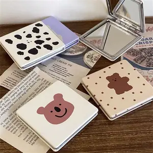 Magnifying Makeup Mirror Portable Standing Vanity Double-Sided Foldable Mirror Cute Handheld Pocket Mirror Children Student