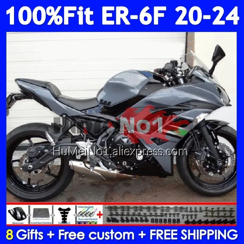 Injection Body For KAWASAKI NINJA 650R ER6 ER 6F ER6F 20 21 22 23 249No.4 ER-6F Glossy grey 650 R 2020 2021 2022 2023 Fairing