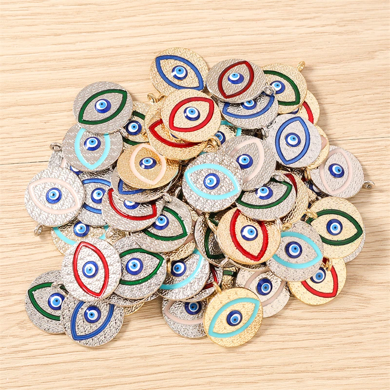 10 Stück 22x26mm Niedliche Emaille-Metall-Anhänger mit Bösem Auge für Schmuckherstellung, Ohrhänger, Halsketten, DIY-Bastelzubehör – Detail 17
