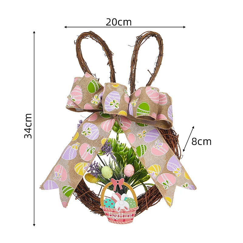 Easter Welcome Wreath Simulated Flower Door Hanging Ornament Decoration Porch Decorative Wreath For Front Door Decors