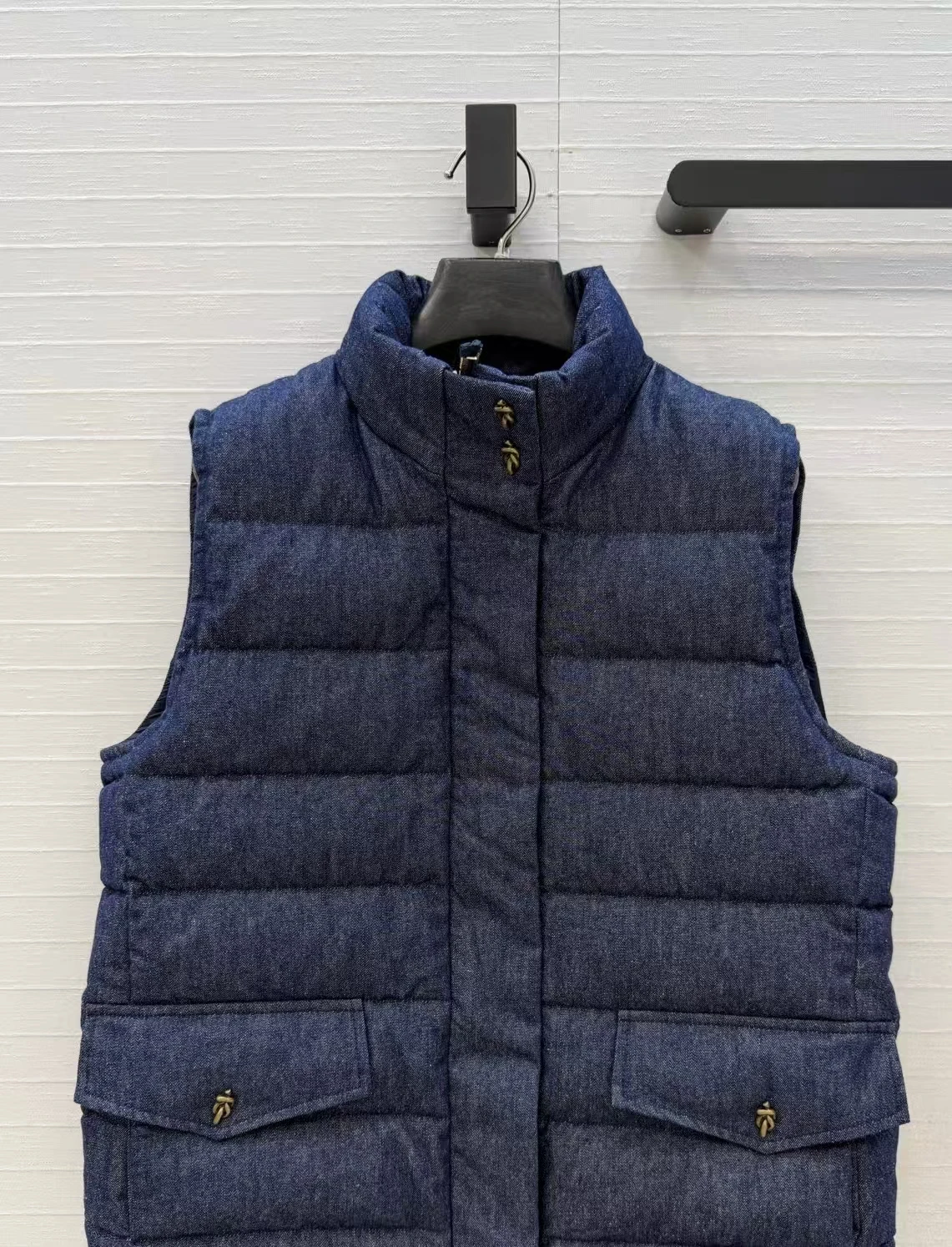 Autumn and winter new fashion stand up collar hidden waist short silhouette denim down vest women's vest