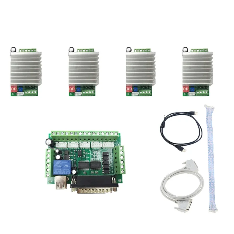 CNC Router 4 MACH3 Kit, 1Pcs 5 Mach3 Breakout Board 4Pcs Single Axis TB6600 Stepper Motor Driver