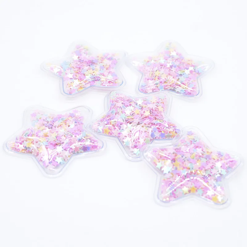 8 Pz/lotto 50mm Stella Trasparente PVC Riempimento Multicolor Paillettes Applique per Artigianato FAI DA TE Copricapi Pinze Accessori Toppe E Stemmi